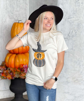 Monogrammed Halloween Pumpkins Shirt