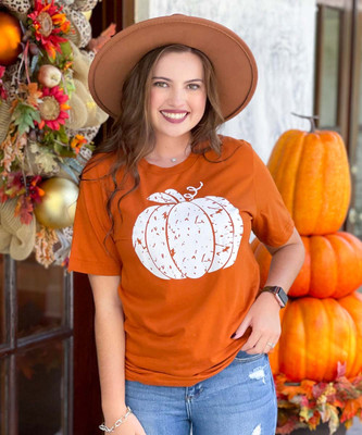 Distressed Pumpkin Bella Canvas T-Shirt - Autumn