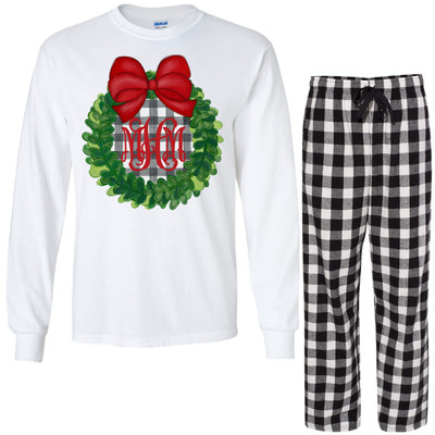 zoeysattic Monogram Shirt and/or Pajama Pants for Christmas - Buffalo Plaid Monogram Pajama Pants Ornament Monogram Christmas Family Pajamas