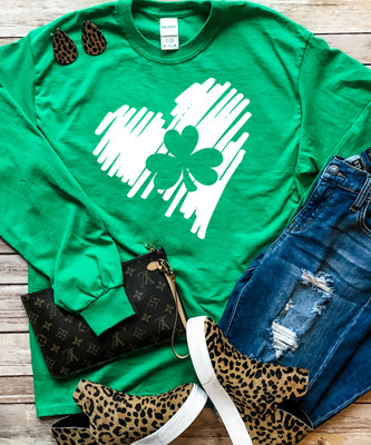 Heart Shamrock T-Shirt - Irish Green