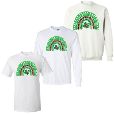 Monogrammed St Patrickss Day Shamrock Rainbow Graphic Tee