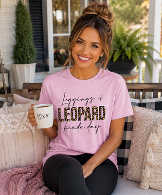 leggings and leopard kinda day tee model image