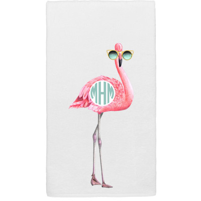 Monogrammed Flamingo With Sunglasses Graphic Beach Towel