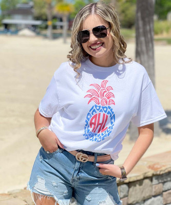 Monogrammed Patriotic Pineapple Graphic Tee