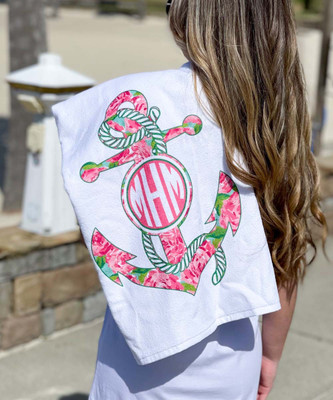 Monogrammed Lilly Anchor Graphic Beach Towel