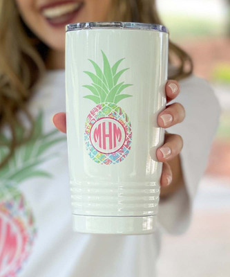 Monogrammed Lilly Pineapple Stainless Steel Tumbler