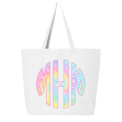 Personalized Pastel Tie Dye Tote Bag - White