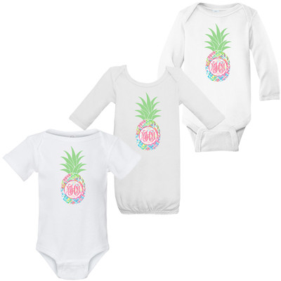 Born to Be Sassy Girls Monogrammed Rainbow Pineapple Graphic Shirt