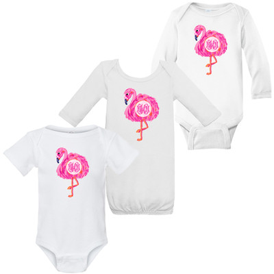 Monogrammed Infant Watercolor Flamingo Graphic Shirt