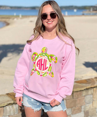 Monogrammed Preppy Sea Turtle Sweatshirt