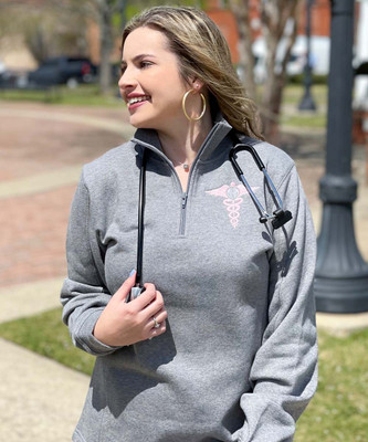 Monogrammed Embroidered Medical Caduceus 1/4 Zip Pullover