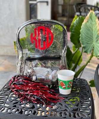 Monogrammed Football Clear Backpack