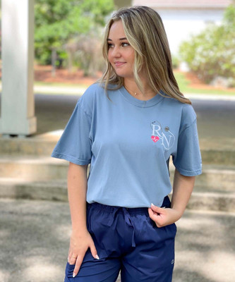Embroidered RN Stethoscope Comfort Colors Shirt