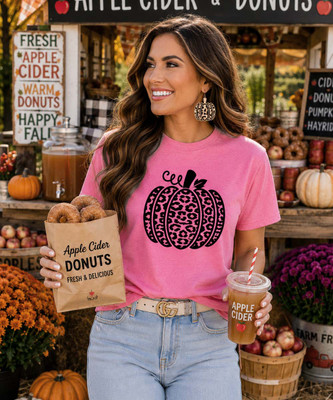 Black Leopard Pumpkin Bella Canvas Graphic Tee Shirt