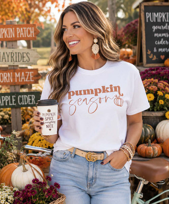 pumpkin season graphic tee model image picture