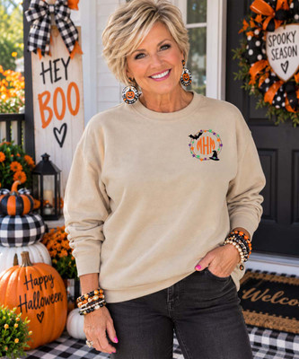 Monogrammed Embroidered Halloween Frame Sweatshirt