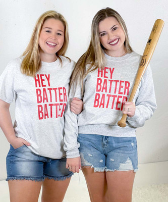 Hey Batter Batter Graphic T-Shirt - Sport Grey