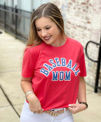 Baseball Mom Bella Canvas Tee - Heather Red
