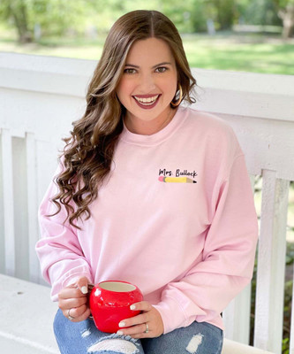 Embroidered Teacher Pencil Sweatshirt