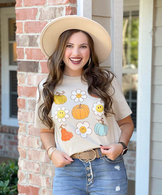 Pumpkins and Flowers Graphic Tee