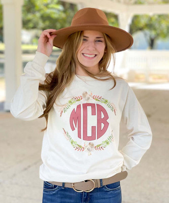 Turkey Wreath Monogram Tee Shirt - Natural