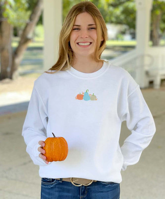 Embroidered Pumpkin Trio Sweatshirt