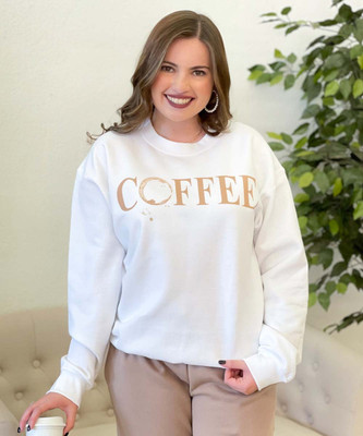  Coffee Stain Word Graphic Shirt 