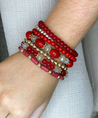  Enchanted Stackable Bracelets - Red 