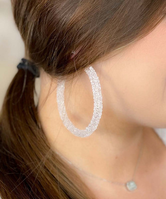  Shine Bright Crystal Cluster Hoop Earrings - Clear 