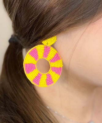  I Still Believe Stripe Circle Earrings - Yellow/Pink 