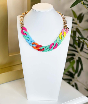 Summer Breeze Multi Color Chunky Chain Necklace 