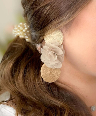  Going Places Rattan Circle Flower Earrings 