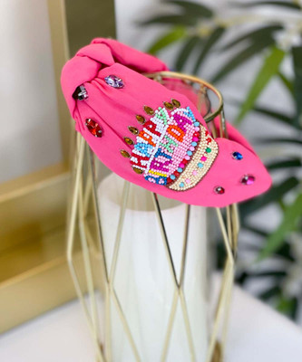  Happy Birthday Beaded Headband - Pink 