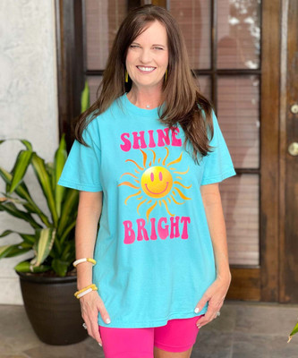  Shine Bright Smiley Comfort Colors Shirt 