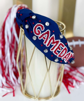  Game Day Classic Knotted Headband - Blue/Red 