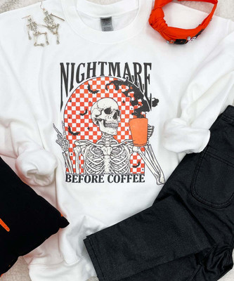  Distressed Nightmare Before Coffee Graphic Tee 