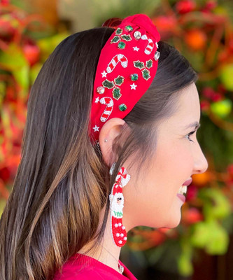 Under The Mistletoe Headband Red Model Side