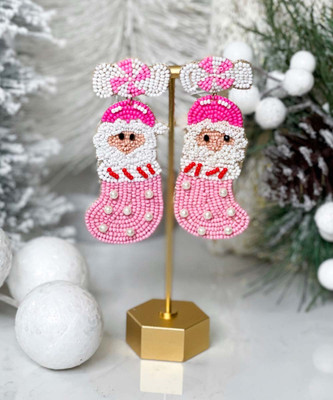 Stuffed Stocking Earrings Pink