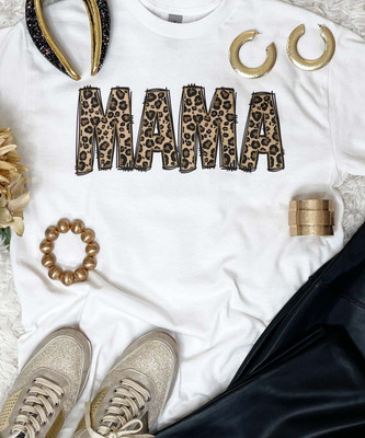 Leopard mama graphic tee flat lay