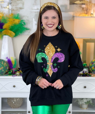 Faux sequin fleur de lis with stars