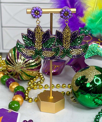 let's party mardi gras mask earrings