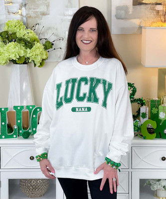 custom distressed lucky nana sweatshirt front custom distressed lucky nana sweatshirt front