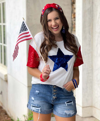 freedom and fireworks sequin top front