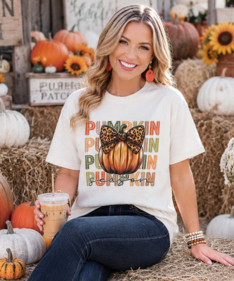 pumpkin season graphic tee model image