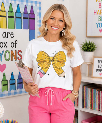 pencil bow tee model image