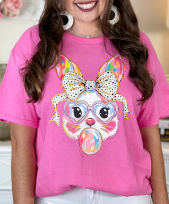 bunny face with glasses tee close up