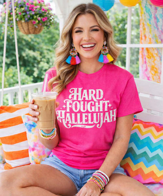hard fought hallelujah graphic tee model