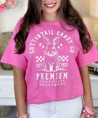 distressed cottontail candy co tee close up