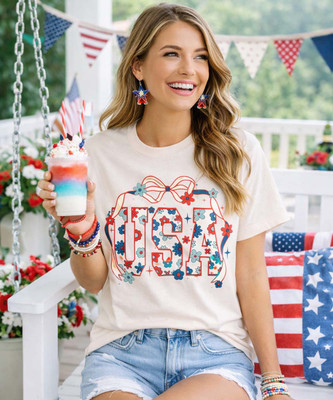 usa with flowers and bow model image