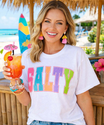 distressed salty graphic tee model 1